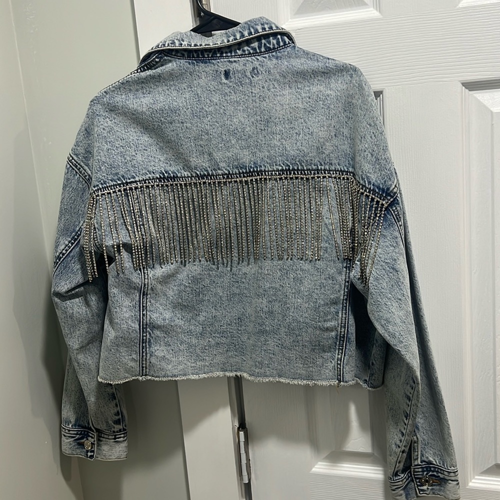 Forever, 21 rhinestone fringe denim jacket